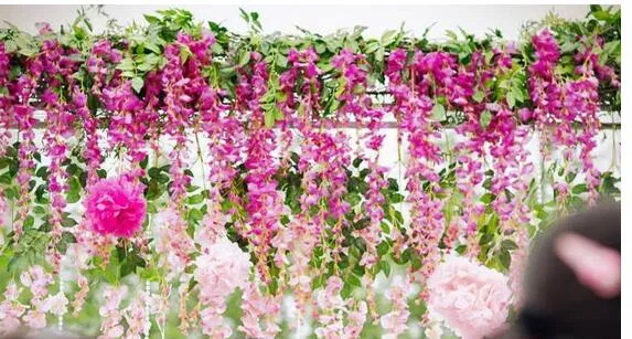 Romântico Flores Artificiais Simulação Wisteria Decorações De Casamento Decorações Longa Curta Planta De Seda Ramalhete Room Office Garden Acessórios Noiva