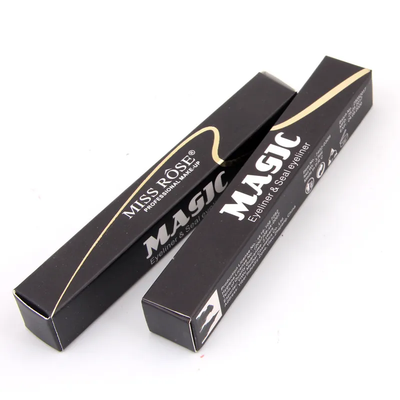 Miss Rose Brand Makeup Liquid Eyeliner Pencil Snabbt torrt vattentätt ögonfoder svart färg med stämpelskönhetsögonpenna2459521