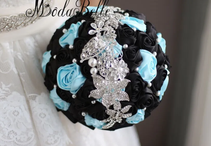 Modabelle Sky Blue и Black Crystal Свадебные букеты Свадебные Цветы Bridal Bouques Свадебные Украшения Букет Букет Mailes В наличии