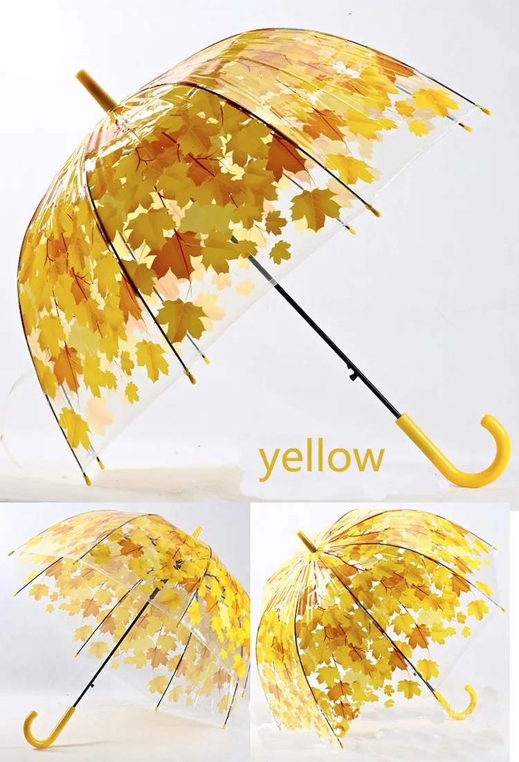 Simanfei Maple Leaf Leaves Cage Umbrella Transparent Rainny Sunny Umbrella Parasol Cute Umbrella Women Cute Clear Apollo Princess