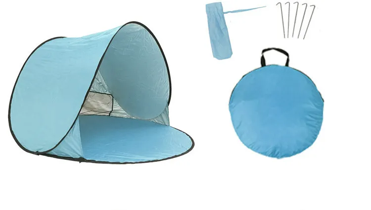 Tentes de randonnée à ouverture automatique rapide, abris de camping en plein air, protection UV 50+, tente familiale, plage, voyage, pelouse, maison, multicolore avec clous