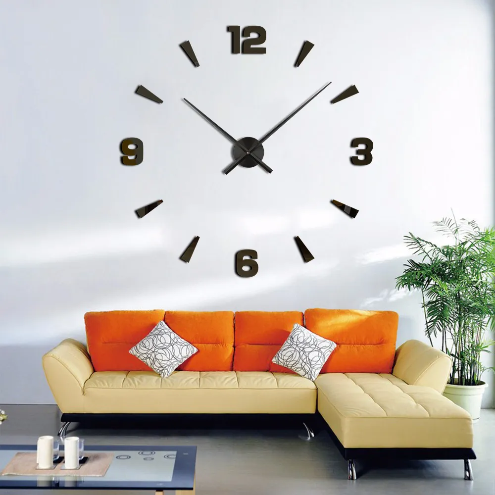 Wholesale-New Arrival Wall Clocks Modern Style Wall Watch Sticker Acrylic 3D DIY Clock Home Decor Wall Sticker Living Room Decorative