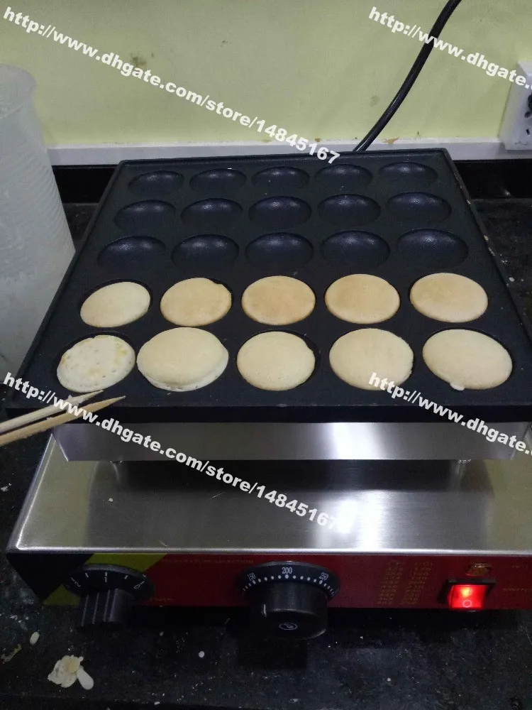 25 trous en acier inoxydable antiadhésif 110v 220v électrique Mini crêpe hollandaise Poffertjes Machine Maker Baker