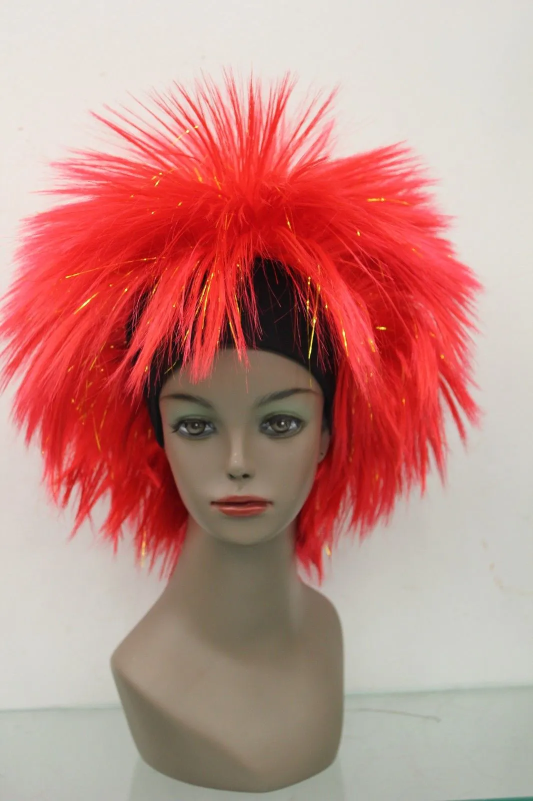 Gratis verzending charmant mooi nieuw heet verkoop beste carnaval pruik bordeaux met gouden afro pluizige partij cosplay hoofdband pruiken