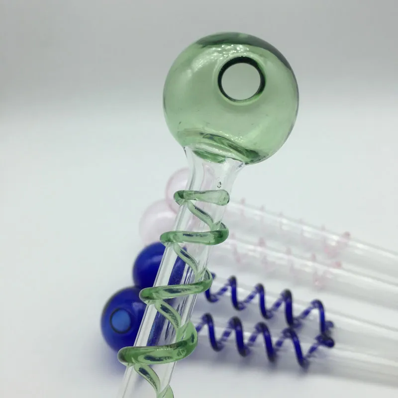 Tubo bruciatore a nafta in vetro Tubi con manico a spirale Bubbler Pyrex mini Tubi con manico in vetro