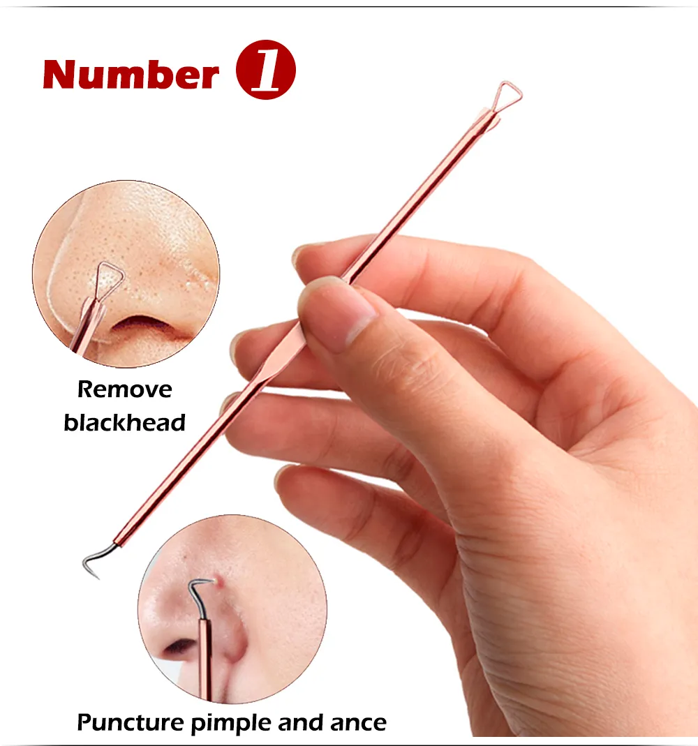 4 dingen. Rose Gold Needles Acne Pimple Needle Blackhead Remover Acne Behandeling Zwart Masker Extractor