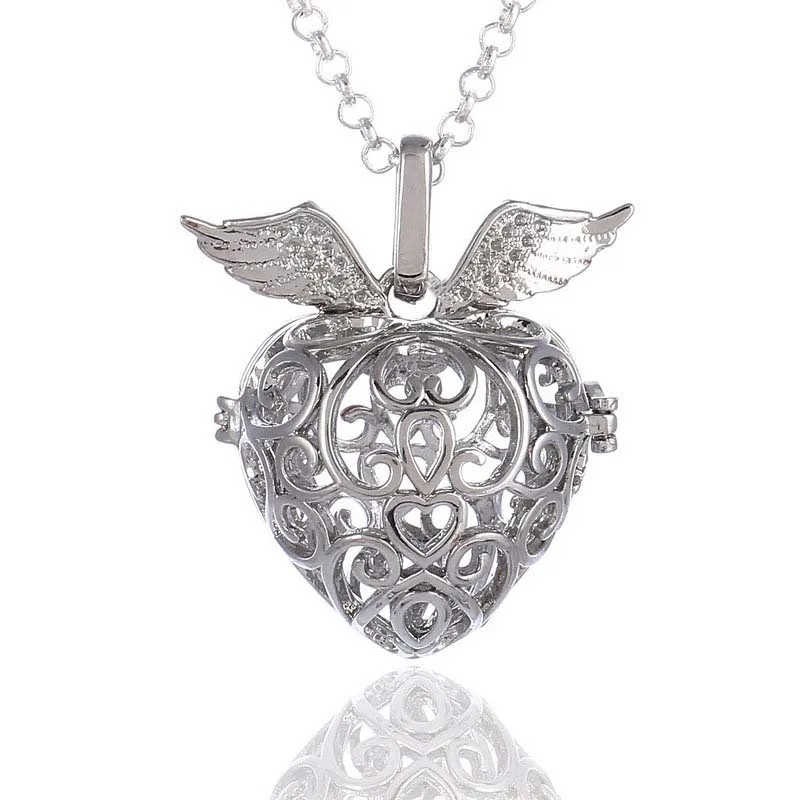 Coeur fraise son perle cage médaillons pendentif colliers ouverture flottant son perle médaillon collier pour femme enceinte bijoux