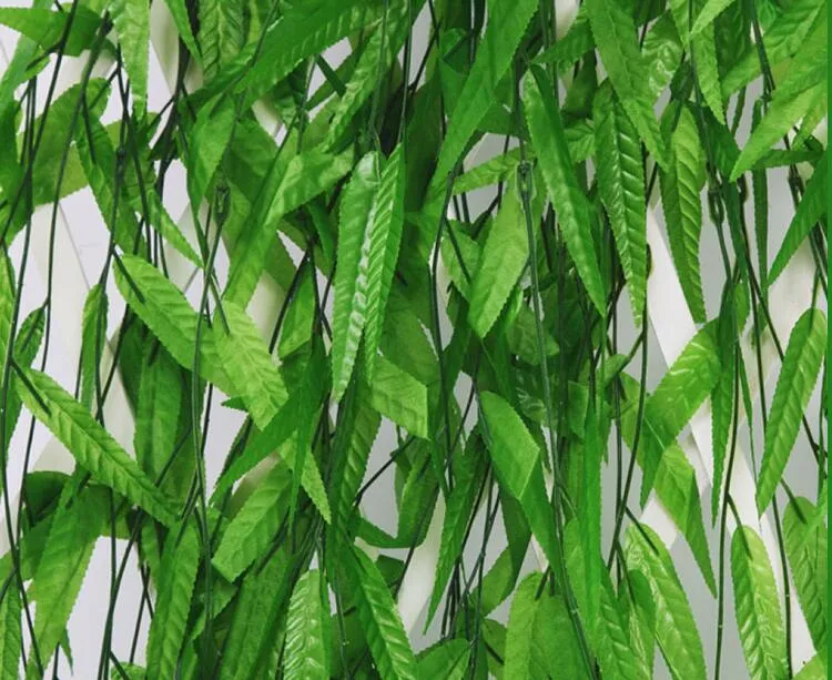 1 8M Salix Leaf الاصطناعي الزهور الاصطناعية Vine DIY Home Garden Supermarket Decoration Vine Plant G504200K