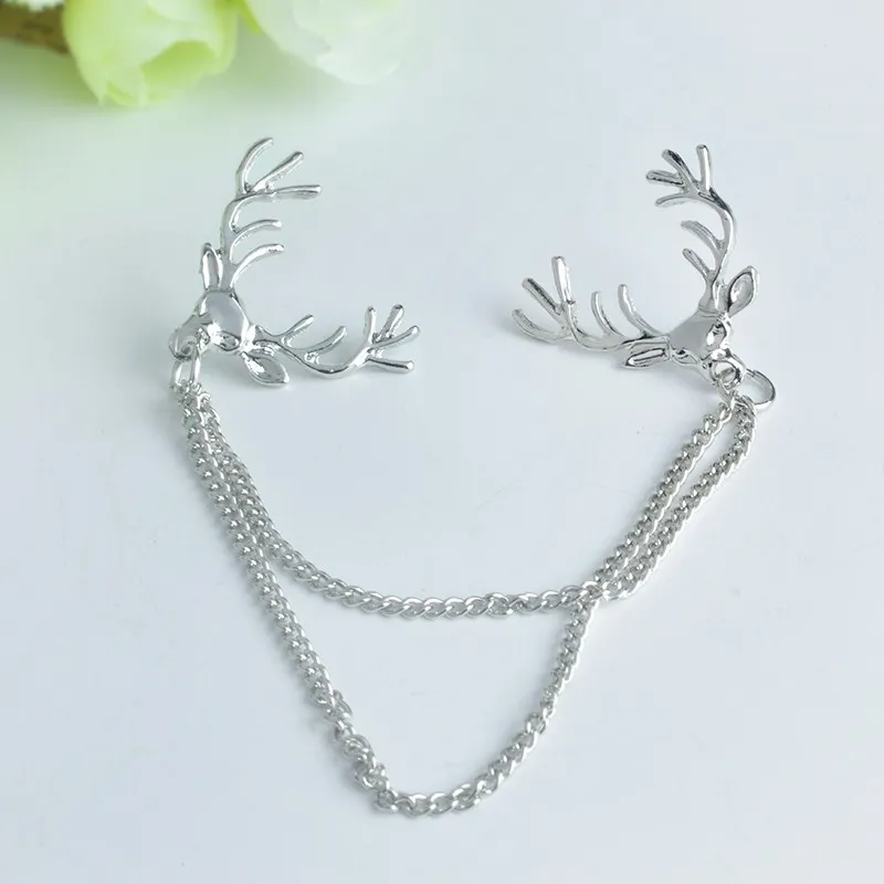 Vintage Personalized Deer Collar Pin Brooch Shirt Tassel Brooches Women Men Suit Accessories Party Wedding Bijoux