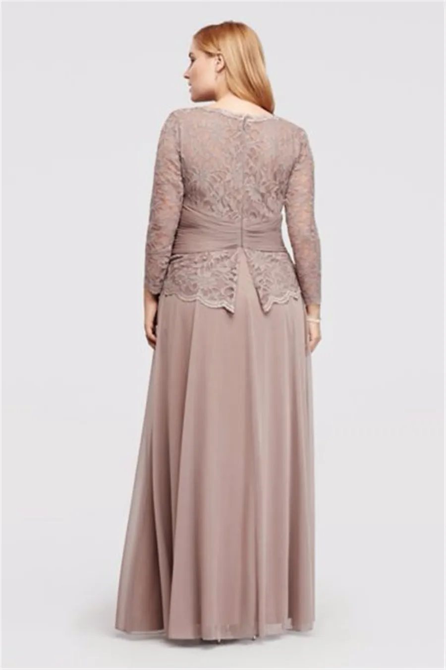 Glitter Lace Long Sleeve Dress 3/4 Sleeves 757727D Mocha Sexy Mother of the Bridal Dres Wedding Party Dress Formal Dresses