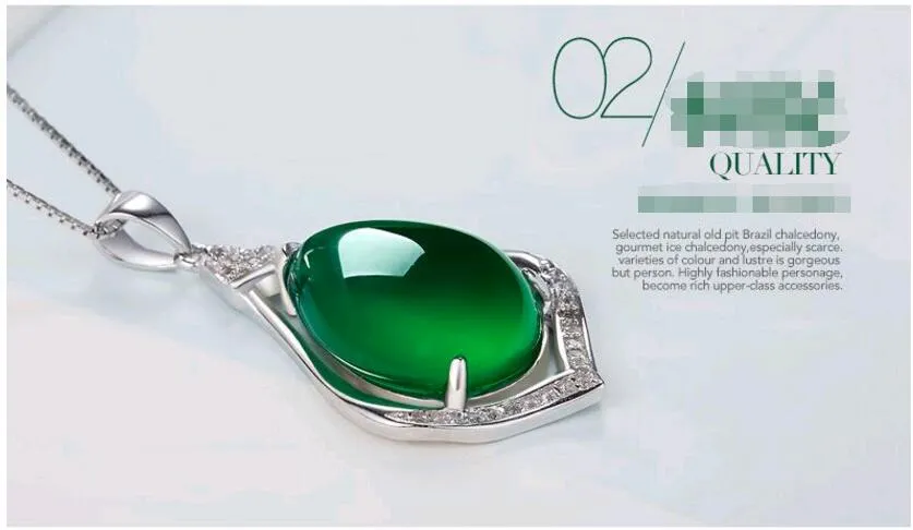 Naturalne Jade Green Stone Charms Wisiorki Naszyjnik 925 Sterling Silver Chalcedon Koreański Biżuteria dla kobiet Prezenty zaręczynowe