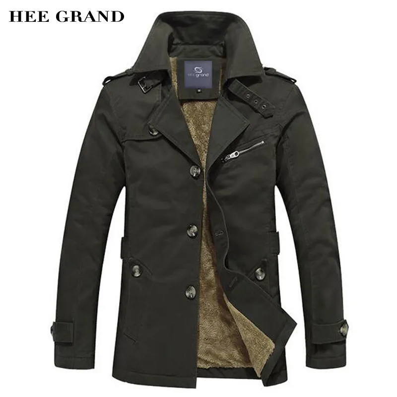 Atacado - Hee Grand Homens de espessura mistura estilo de moda colarinho único breasted windproof warm casaco mais tamanho M-5XL MWF310