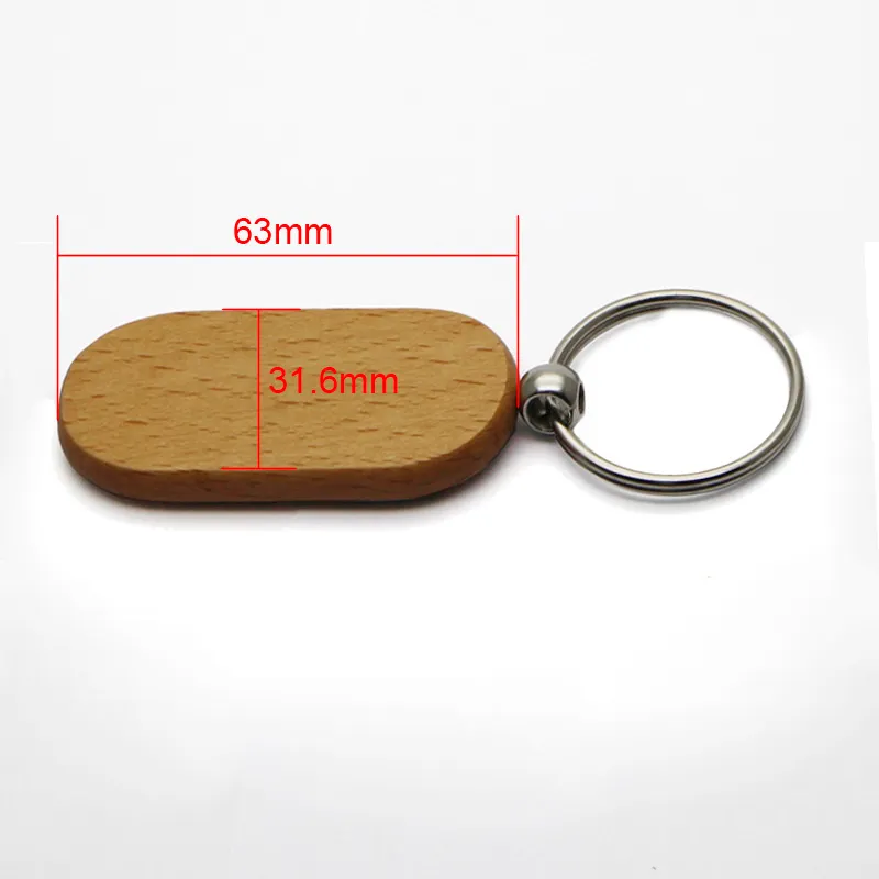 Blank Keychain Rektangel Beech Wood Key Ring Stor Storlek Nyckel Kedja Anpassad personlig present favoriserar # kw01dc drop shipping