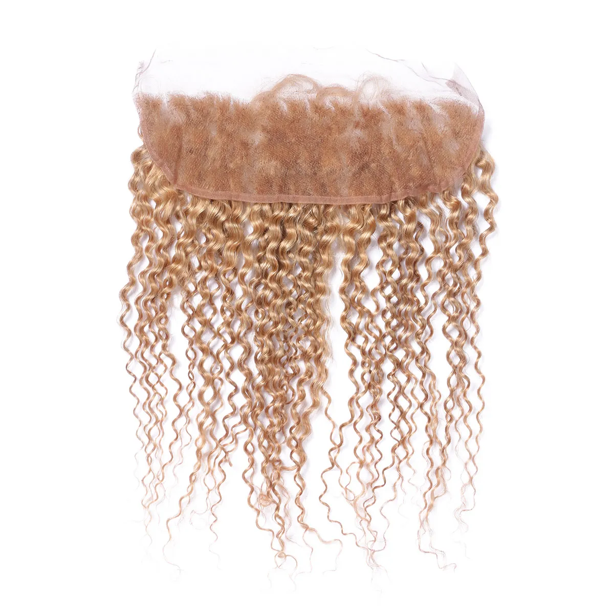 Tissage de cheveux humains brésiliens bouclés crépus blond miel avec fermeture frontale en dentelle 27 blond fraise 13x4 frontale en dentelle complète avec 35421815