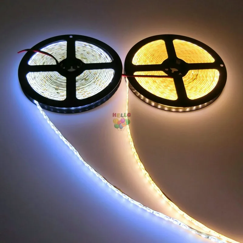 High Brightness 5M 600led SMD 2835 LED Strip Non waterproof DC 12V Diode Tape 120ledm Super Brighter than 3528 Flexible Light8259596