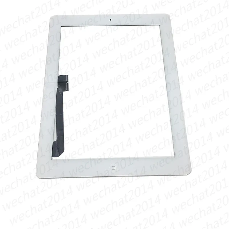 Touch Screen Glass Panel with Digitizer Buttons Adhesive for iPad 2 3 4 Black and White