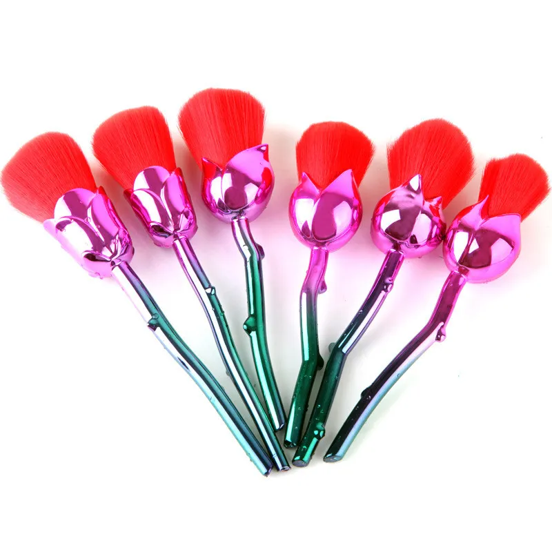 6 stks 3D Rose Flower Make-up Kwasten Set Foundation Blending Brush Tool Schoonheid Cosmetische Poeder Gezicht Pinceis Tool Blush Make up Borstel Kits
