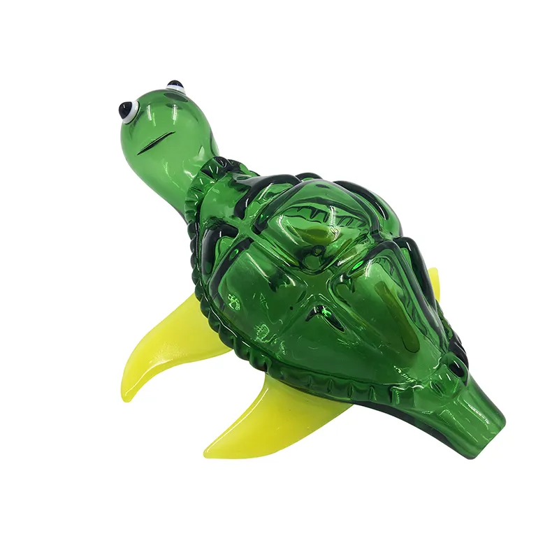 Glas Rökpipor 5.2 inches Glasrör Sköldpadda Stil Handrör Rör Grön färg för rökning