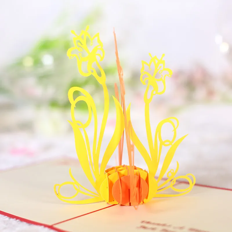 Flowers greeting cards birthday party gift card birthday wedding congratulation cards 3D pop up cards greeting card party decorations