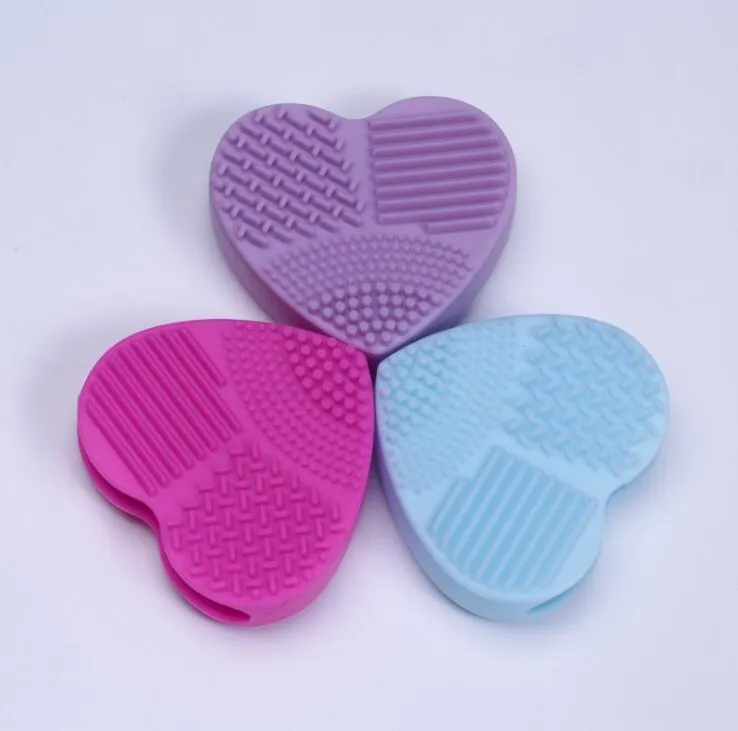 Escova de maquiagem de Limpeza Do Ovo Forma de Coração Maquiagem Lavar Escova de Silicone Luva de Borracha Scrubber Fundação Cosmética Em Pó Ferramentas Limpas