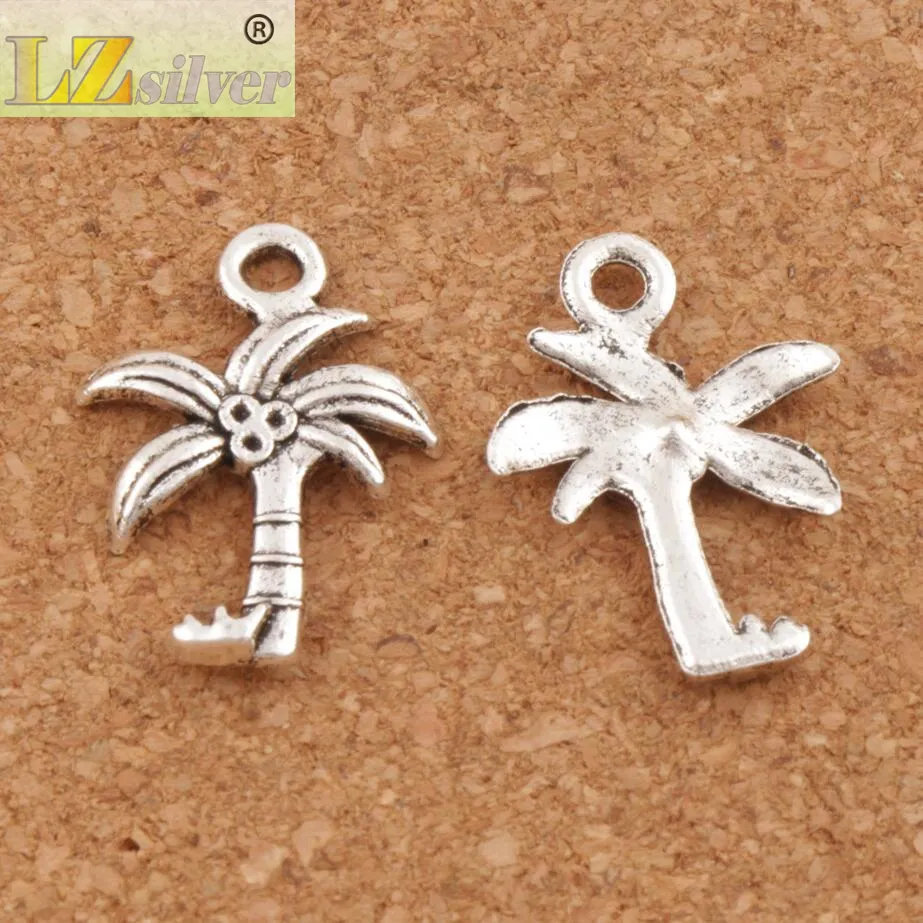 Coconut Palm Tree Charms Pendants 15X22mm Tibetan Silver Pendant Jewelry Findings Components L415