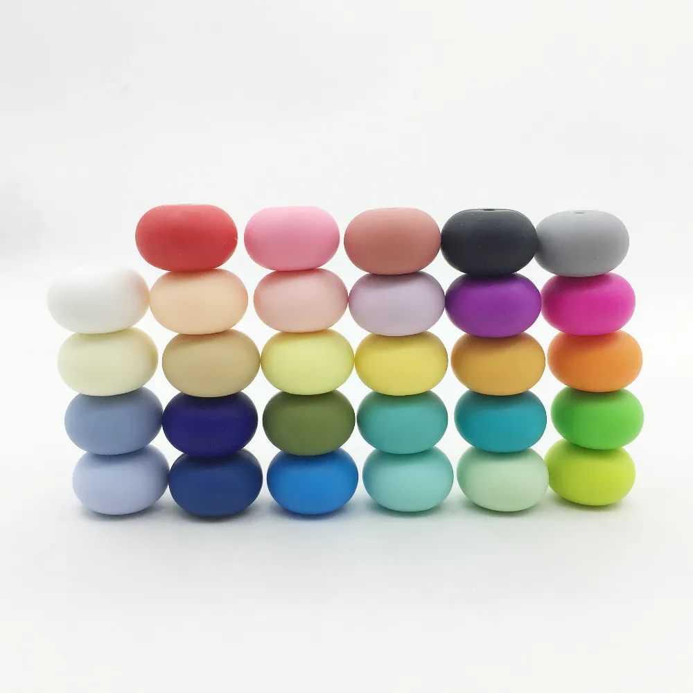 혼합 된 색상 DIY 탄성 실리콘 치아 칫의 구슬 실리콘 유럽의 가장 인기있는 실리콘 구슬 + 새틴 코드 + clasps의 구슬 비즈