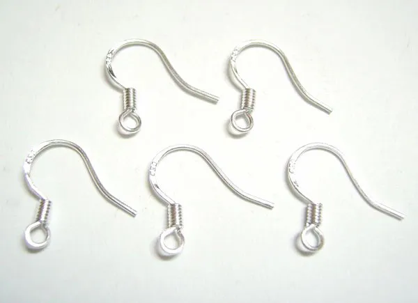 / Silver Plated Earring krokar Smycken Findings Komponenter för DIY Craft Smycken Gift 15mm W21