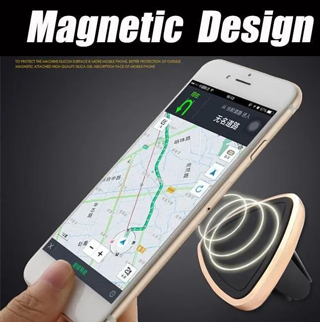 Montagem de carro de ventilação de ar magnética universal car mount holder telefone para iphone 6 6s 7 7 s, um passo imã de montagem reforçado