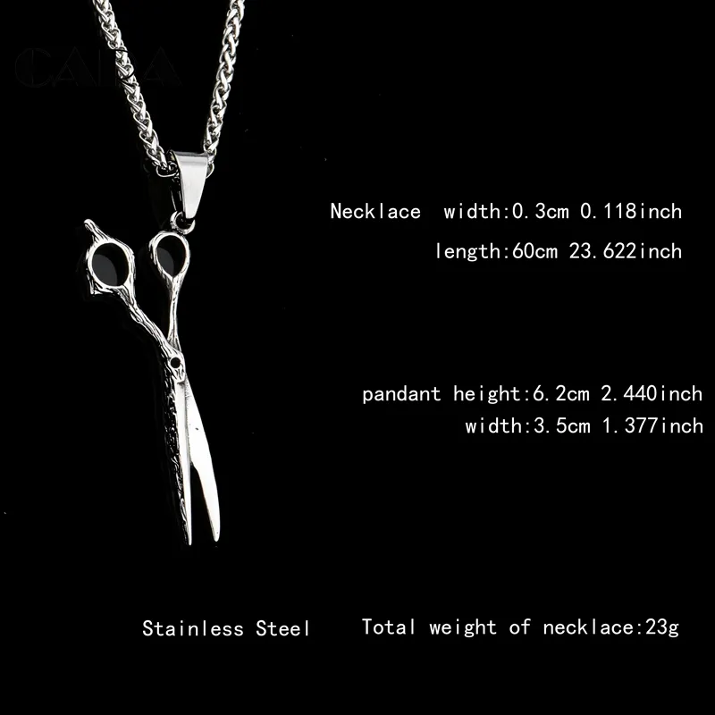 Stainless Steel Dressmakers Shears Scissors Necklace Pendant For Men