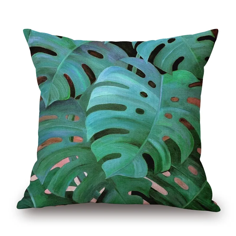 tropical plantas cushion cover green foliage throw pillow case for sofa couch cactus almofada palm leaves cojines home decor4990661