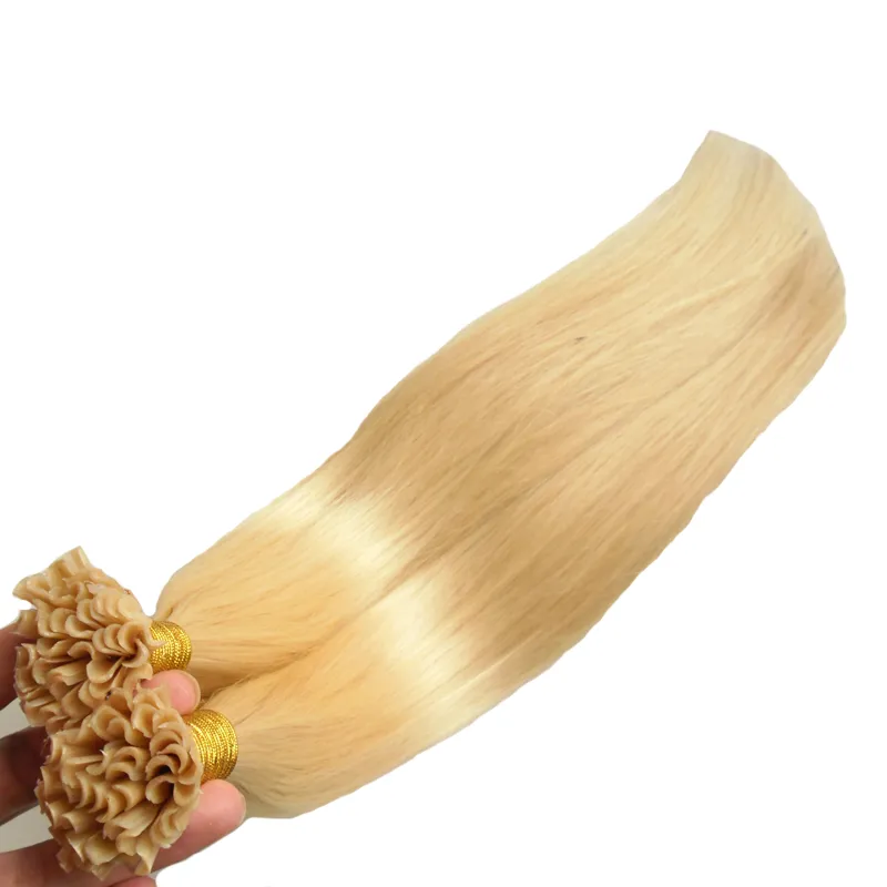 # 613 Branqueada Loira extensões de cabelo humano virgem brasileiro extensão do cabelo de queratina 100g / fios de ponta u extensões de cabelo humano