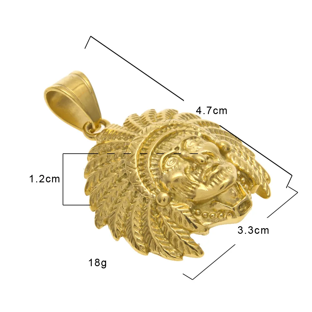 Hip Hop Indian Head Shaped Pendant Necklace Gold Plated Tutankhamun Charm Jewelry For Men Women With 24'' Cuban Chain277Q