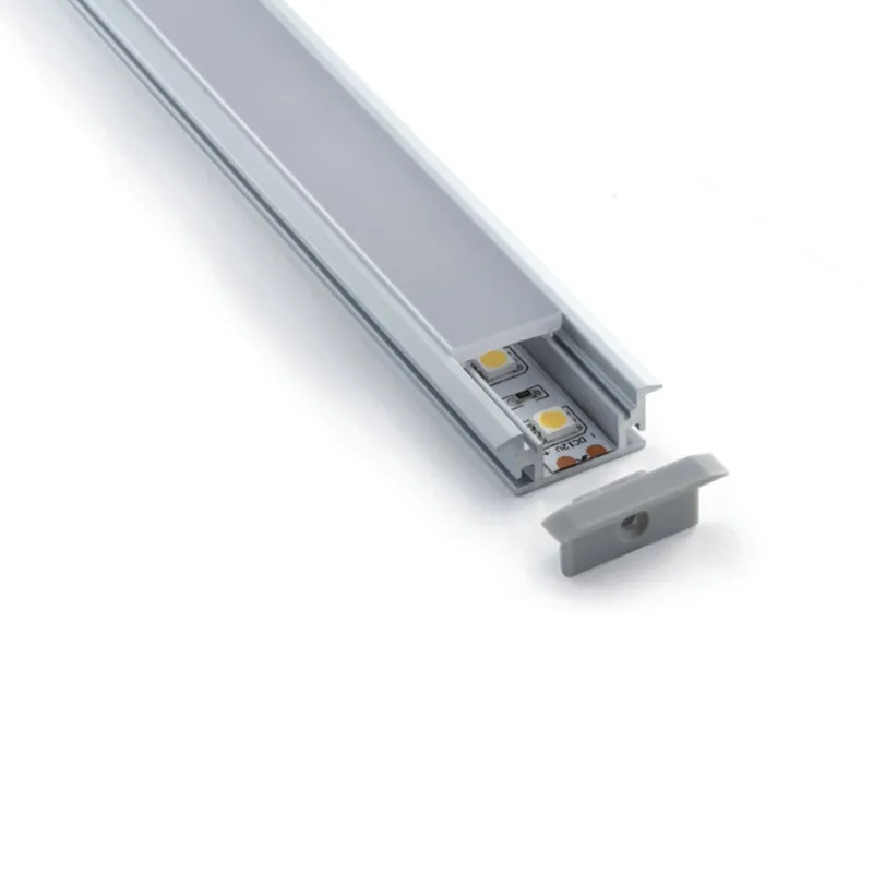 10 x 1m Sats / Lot Factory Grossist Aluminiumprofil för LED-remsor och platt T-form LED-profil försänkt för mark- eller golvlampor