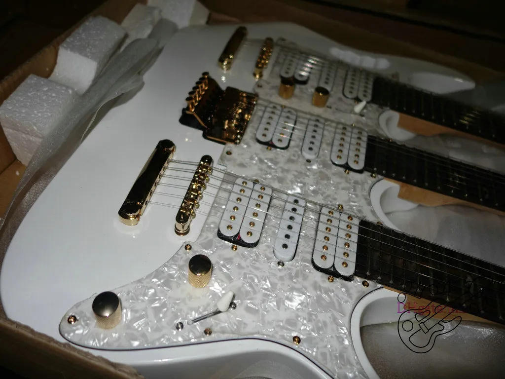 Frete Grátis China Personalizado New arrival cor branca 6 + 6 + 12 Cordas 3 pescoço Guitarra Elétrica aceitar personalizado todos os tipos de cor