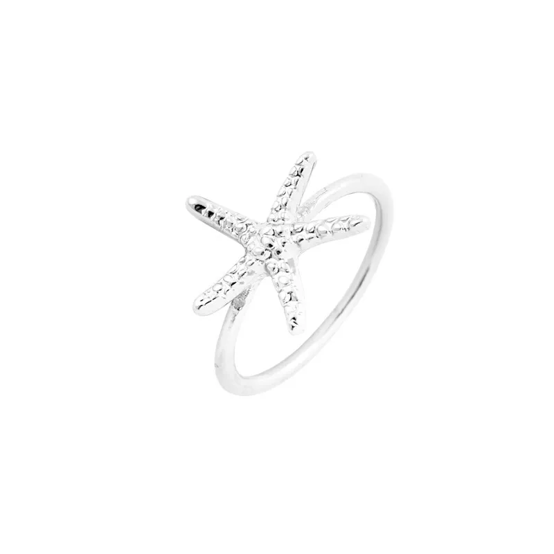 Everfast Fashion Cute Starfish Rings Gold Silver Rose Gold Plated Simple Jewelry Men Women Sailor Jewelry EFR084 Fatory Price