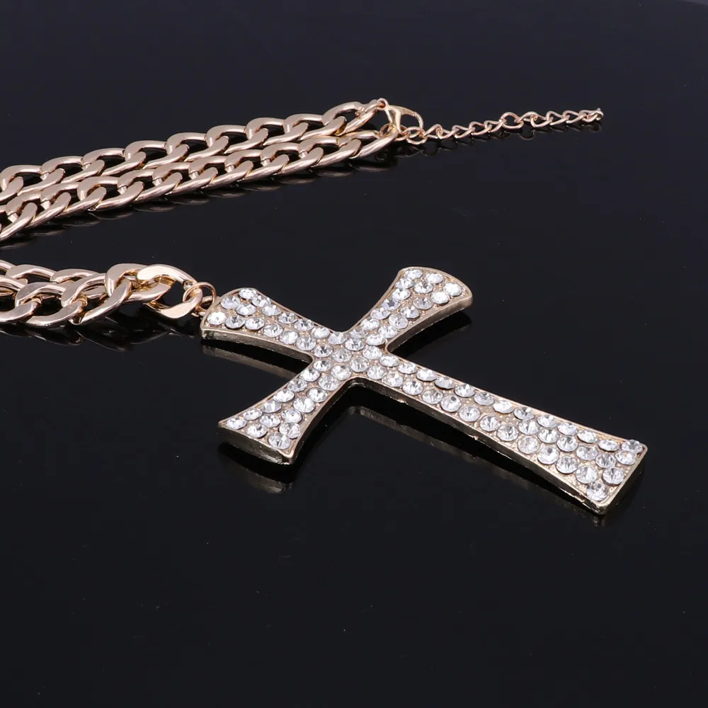 Ethiopian Cross Jewelry Set Gold Color Crystal Rhinestone Necklace Earrings Africa Wedding Gifts Bride Decoration Jewellery