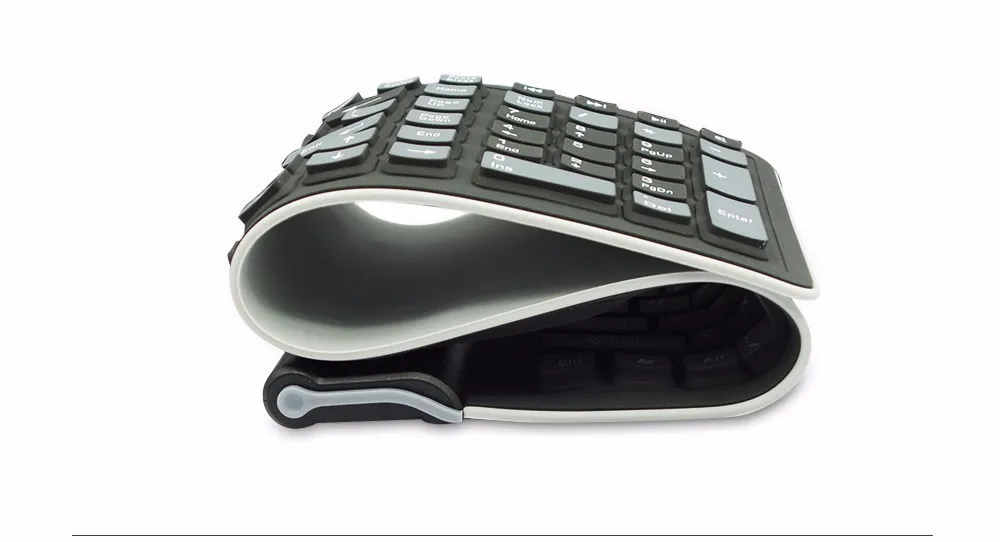 Tastiera portatile morbida in silicone wireless 24G Tastiera flessibile in gomma tascabile con tastiera pieghevole impermeabile da 107 tasti PC portatili7040237
