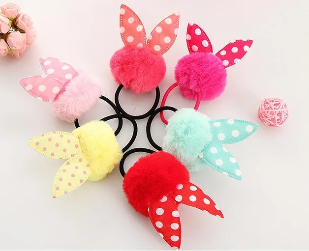 Fashion Girls Hair Band Mix Styles Polka Dot Bow Rabbit Ears Elastic Hair Rope Ponytail Holder Hair Accessories 351d