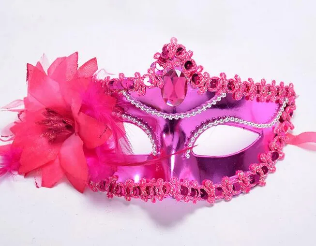 Hallowmas Venetian Eye Mask Masquerade Masker med Blomma Fjäder Påsk Mask Dance Party Holiday Mask G602