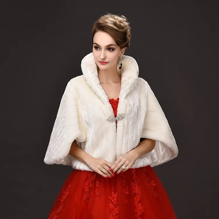 White Fur Coat Wedding Stole Shawl Shrug Bridal Prom Bolero Cape Ladies Evening Party Faux Fur Wedding Wraps Fashion Vintage