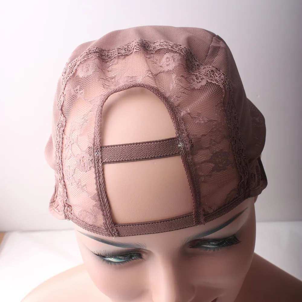 Cuffia parrucca piena in pizzo realizzare parrucche Retina capelli in pizzo svizzero e francese con colore marrone medio elasticizzato da orecchio a orecchio realizzare parrucche4670757