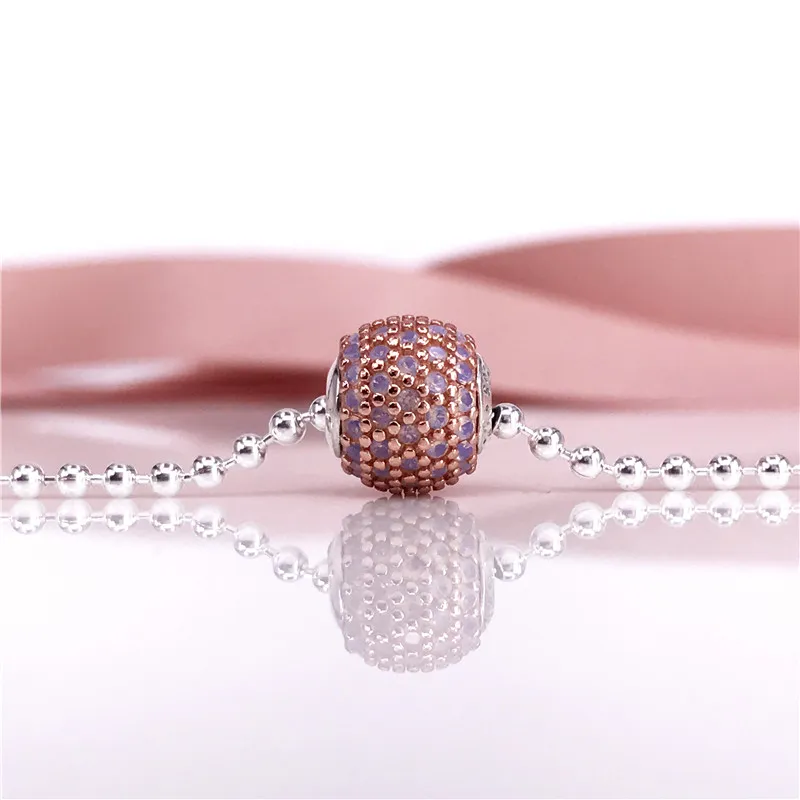 LOVE ESSENCE COLLECTION Charm In Rose Gold With Silver Core And Opalescent Pink Crystal Fit For European Jewelry Bracelets 796064NOP