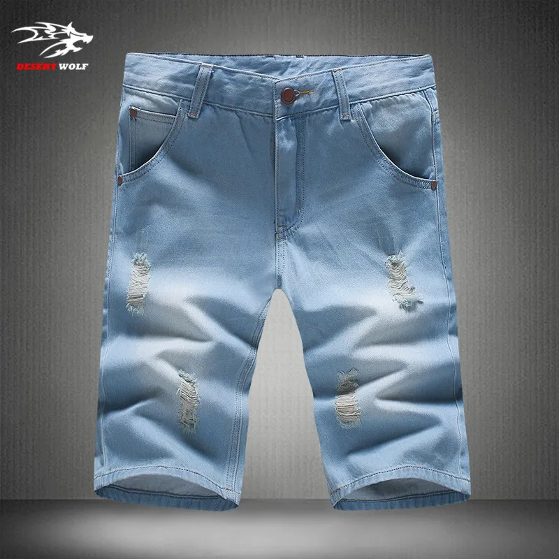 Großhandel-Sommer 2016 Herren-Shorts Mode Denim-Shorts koreanische dünne Hosen lässige Loch Jeans-Shorts plus Größe 28-38 Yards Kostenloser Versand