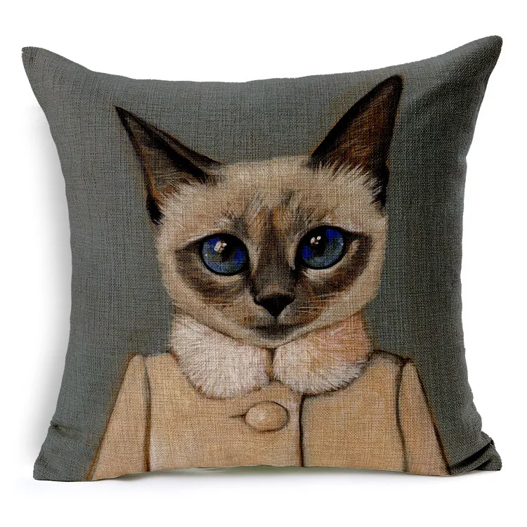 Cartoon Adorable Cats Cushion Cover Decorative Throw Pillow Case Linen Pillow Cover for Car Sofa Chair Almofada Cojines