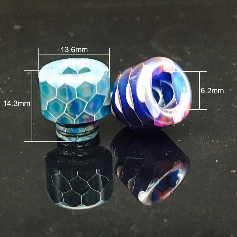 3 Styles Snake Skin Pattern 510 810 Thread Epoxy Resin Drip Tips Wide Bore Mouthpiece for TFV8 Prince Kennedy 528 TFV8 Baby