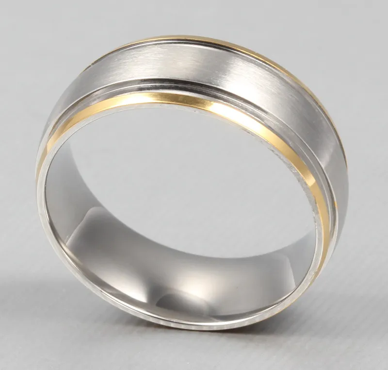 316L roestvrij stalen ringen voor mannen vrouwen engagement bruiloft klassieke gouden kleur ringen sieraden R-002