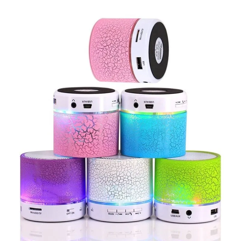 Sem fio Mini LED Bluetooth Speakers Luz Fantasia Colorido Elegante Portátil Stero Handsfree Super Bass Suporte TF USB Rádio FM Música Som Bo