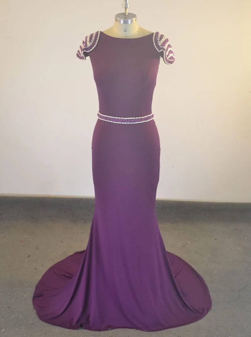 Real Simple Purple Backless Mermaid Evening Dress Formal Prom Party Dresses Elegant Vestidos De Festa Mother Of The Bride Dresses