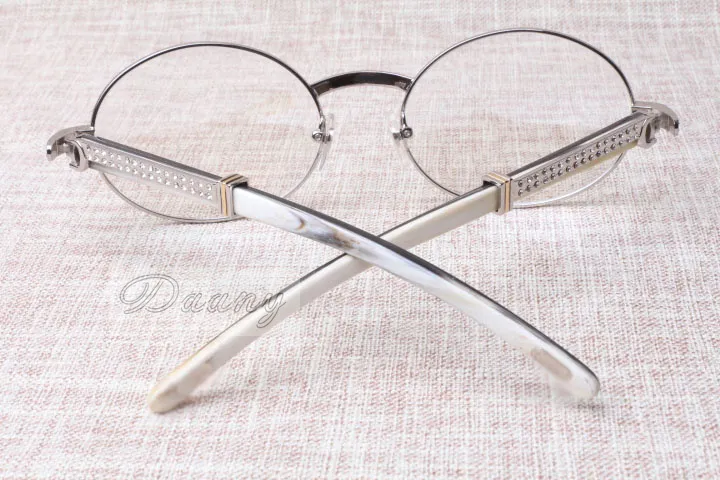 2017 neue Retro-Mode High-End-Diamant-Mischfarbe Rinderhörner-Brille T7550178 für optische Brillen für Männer und Frauen, Größe: 57-22-135 mm
