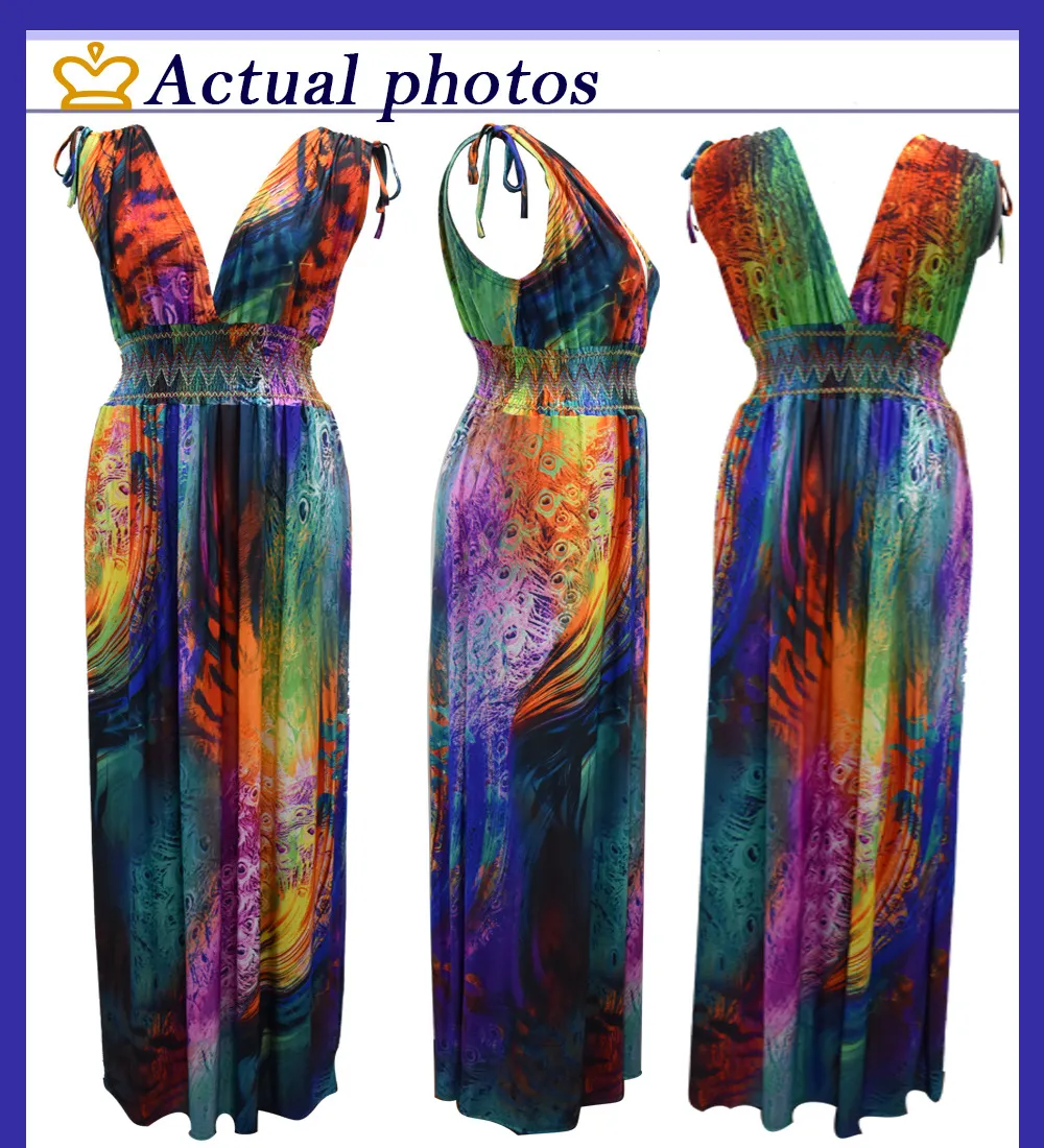 Women Summer Boho Dress Vestidos Largos Robe Femme Beach Dress Plus Size Bohemian Maxi Dress XL-7XL